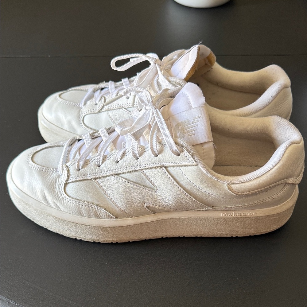 New Balance White Leather Sneakers